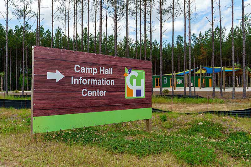 Camp Hall - entrance sign